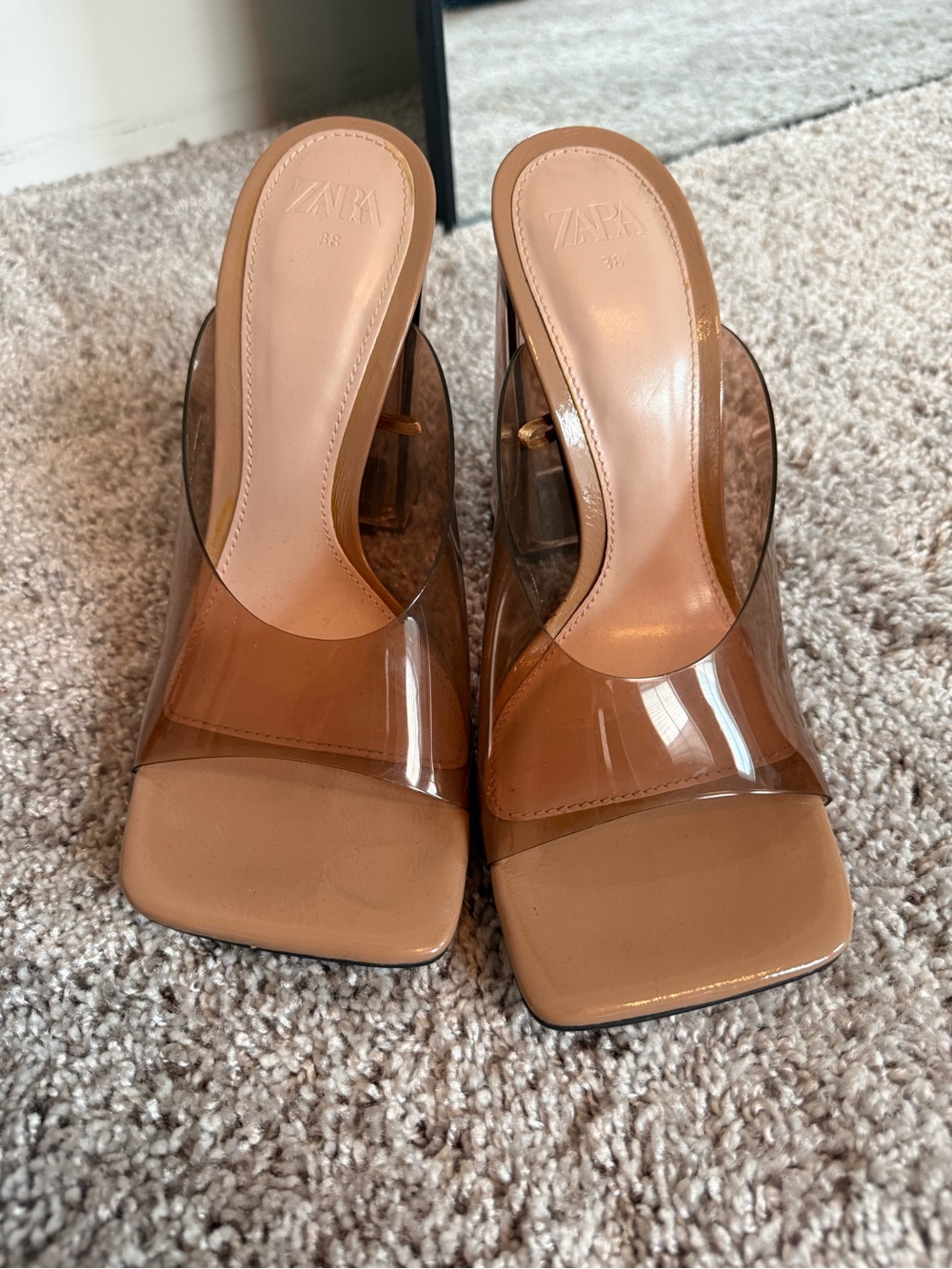 Zara Tan Clear Block Heel Mule - Picture 2 of 3